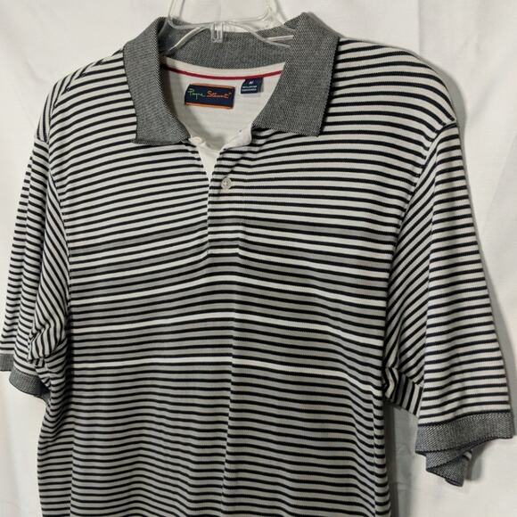 PAYNE STEWART Gray Striped Polo Golf Shirt Medium - Picture 2 of 6